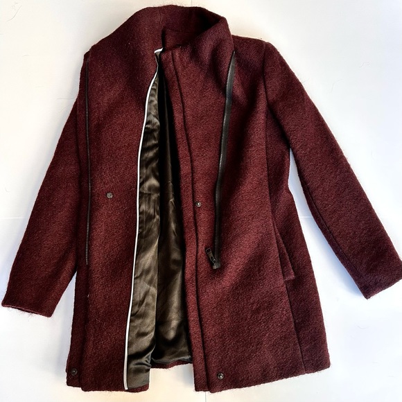 Andrew Marc Wool Blend Burgundy Winter Jacket | Size S - Picture 3 of 11